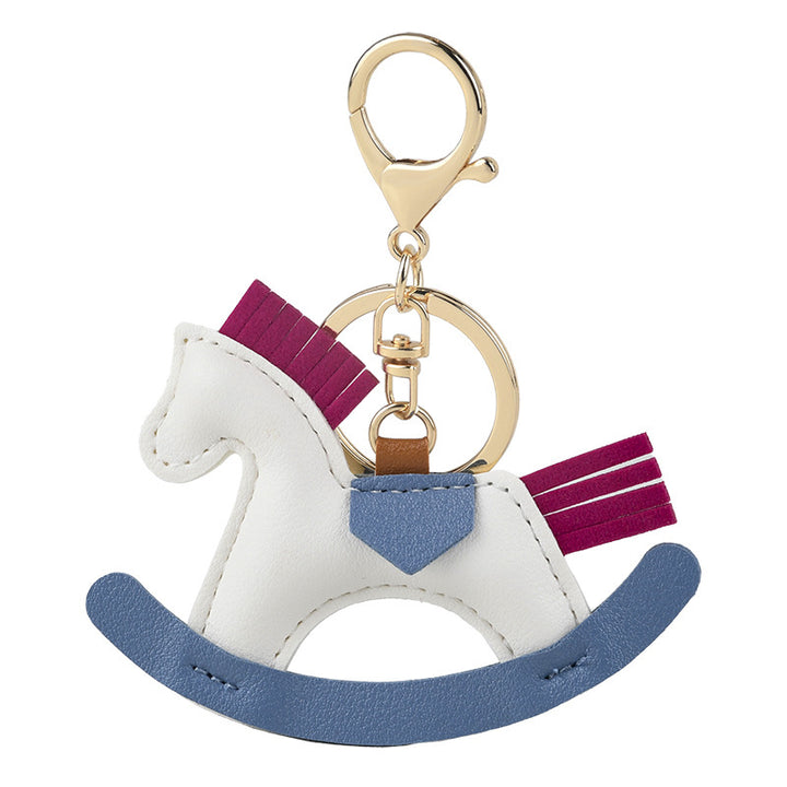Childhood wooden horse keychain Rocking Horse pendant