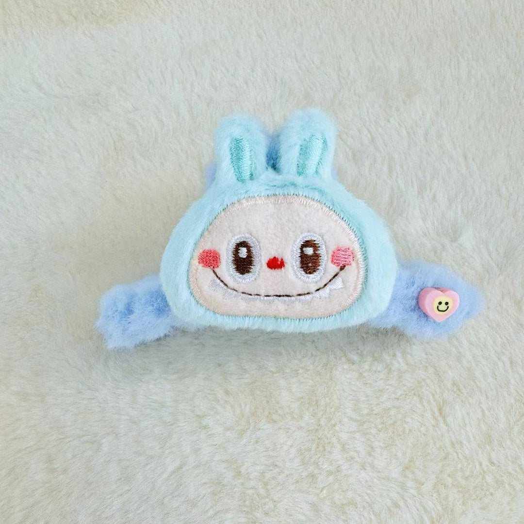 Labubu furry cute hair claw clips