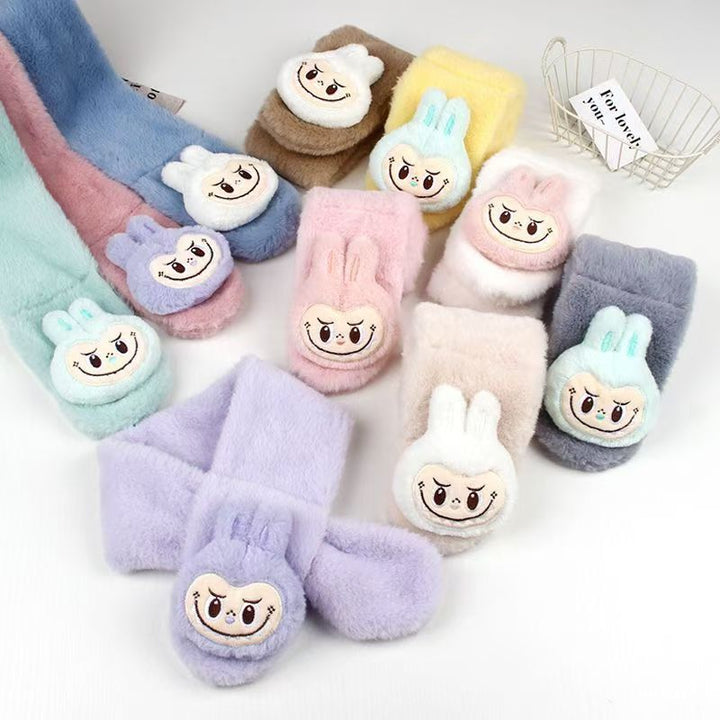 Cute monster plush furry scarf for kids