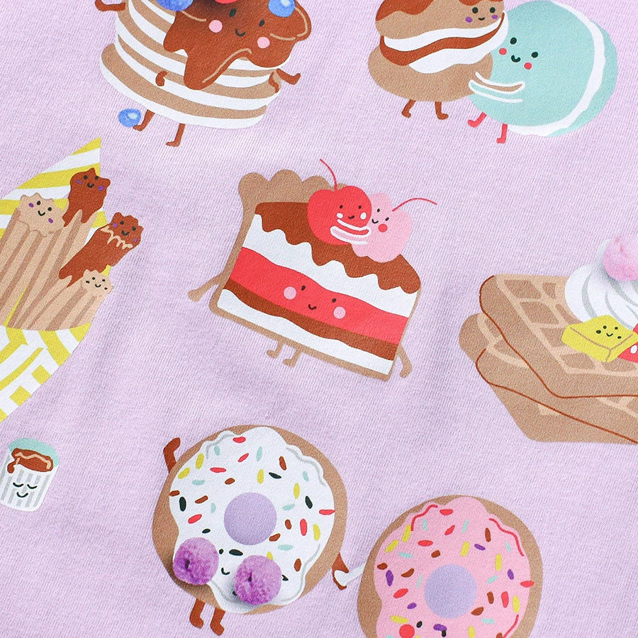 Girls purple cotton T-shirt with dessert print