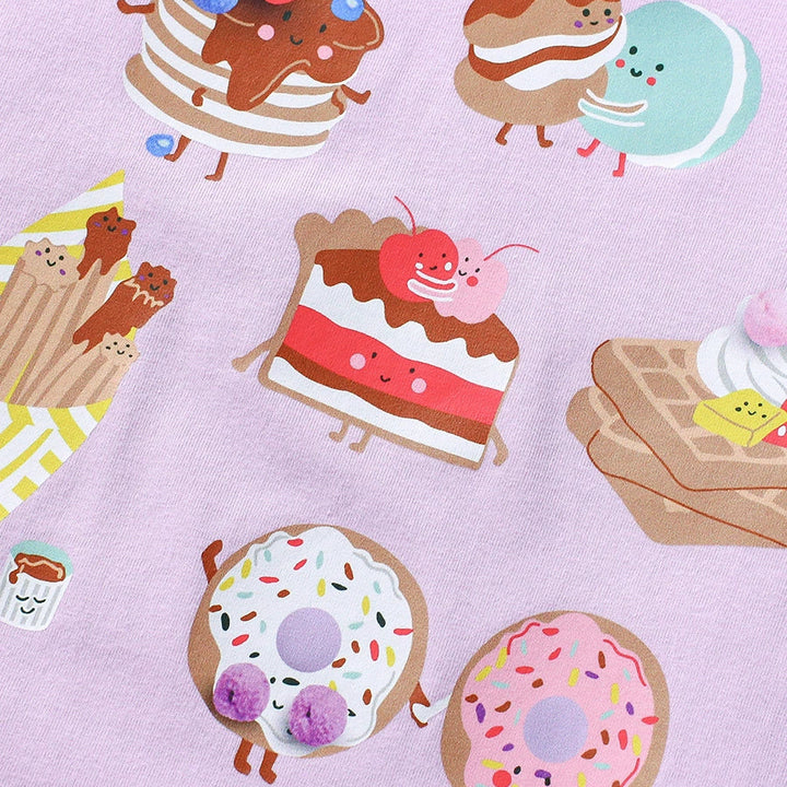 Girls purple cotton T-shirt with dessert print