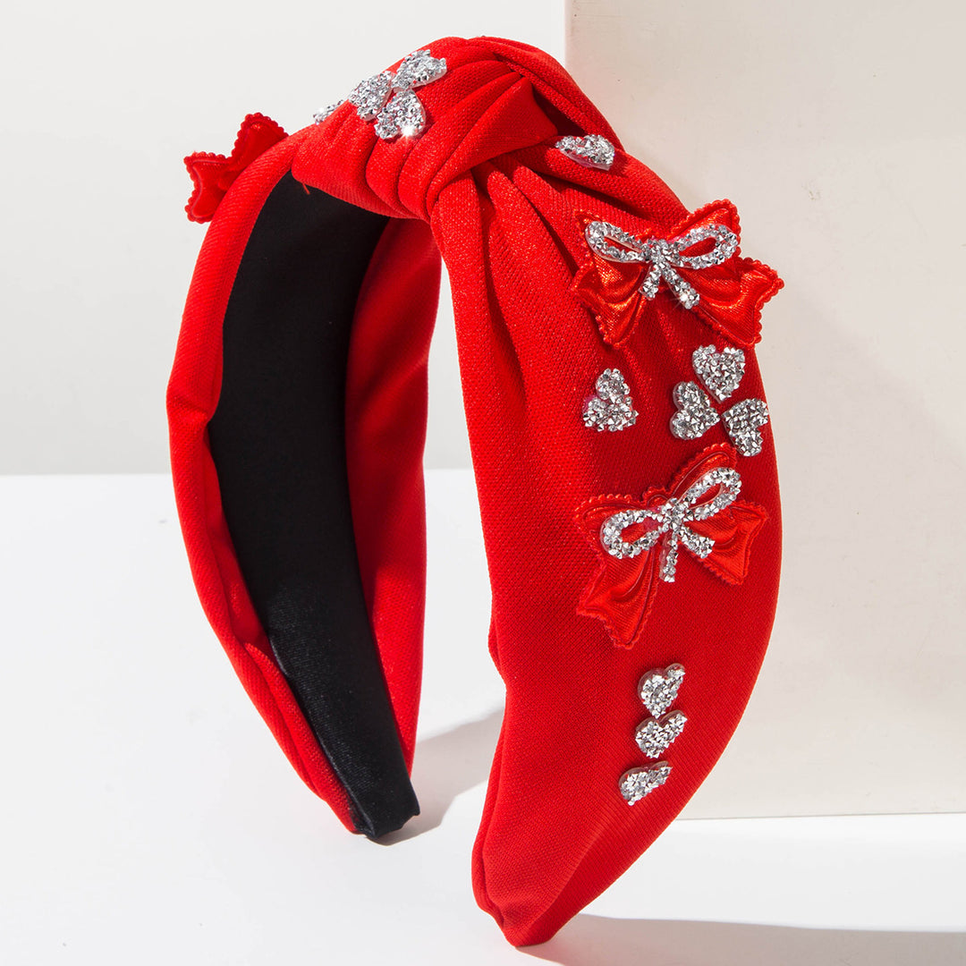 Valentine's day diamond bowknot sweet pink knotted Headband