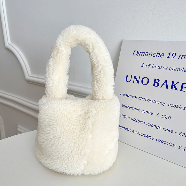 Furry bucket bag mini plush handbag