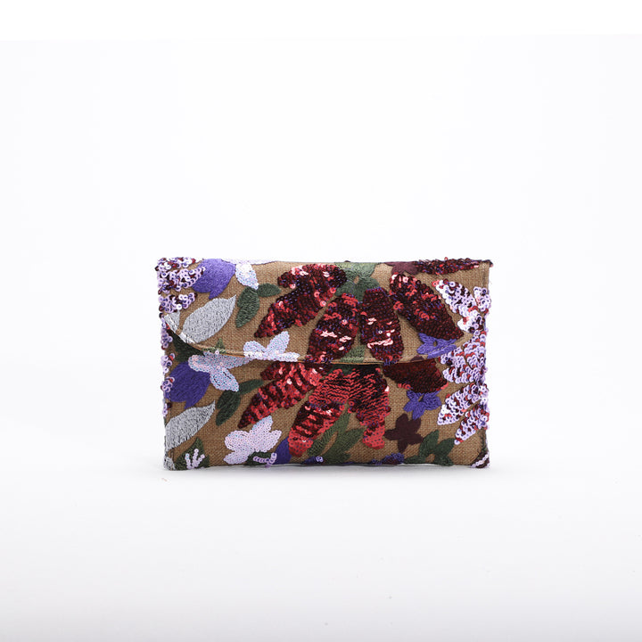 Sequined floral evening bag mesh embroidery ladies clutch bag