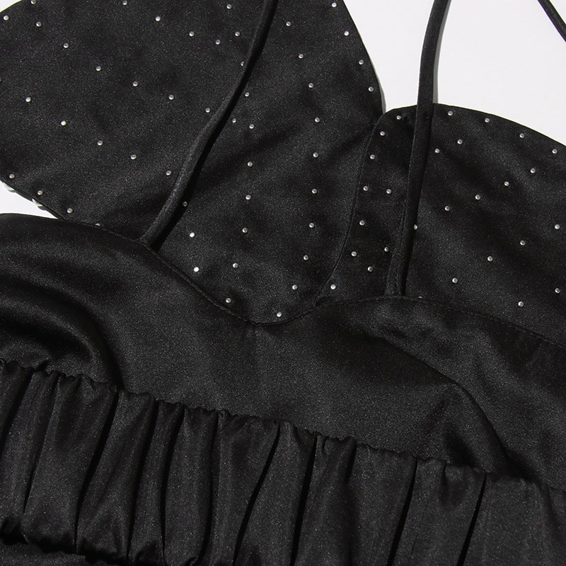 Halter Neck 3D Flower Beaded Pearl Bandeau Top