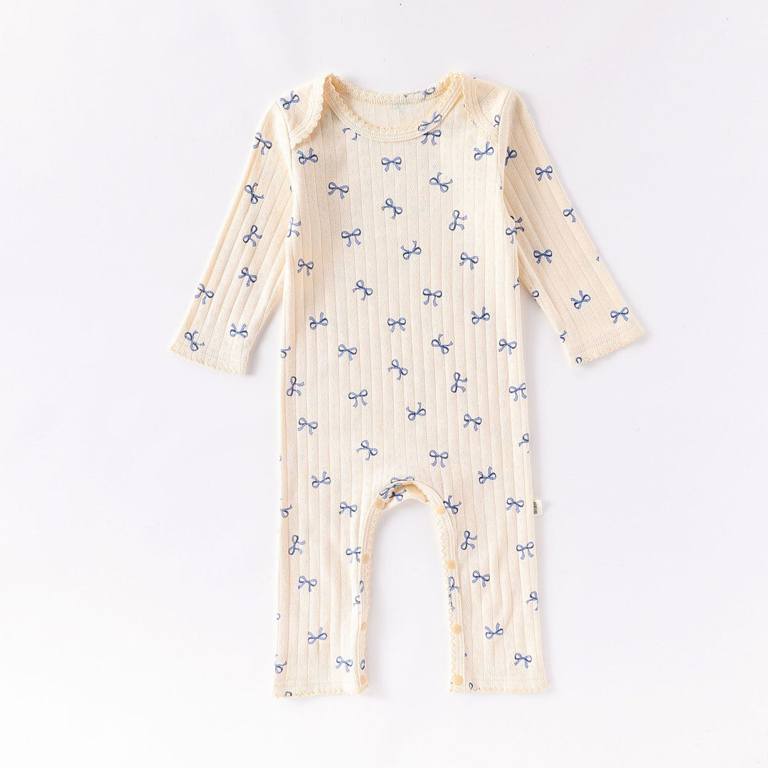 Baby pure cotton heart bow printed jumpsuit romper