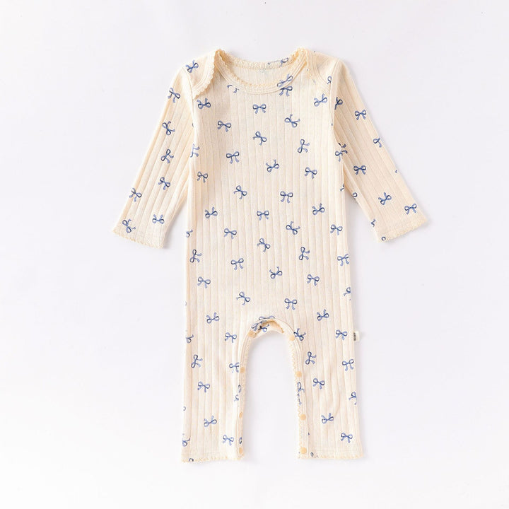 Baby pure cotton heart bow printed jumpsuit romper