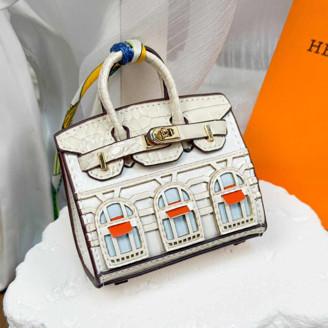 Mini House Bag Charm designer Bag Pendant-Oil wax series