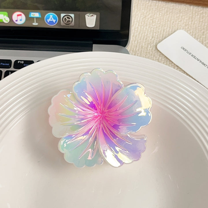 Colorful gradient flower hair shark clip for women