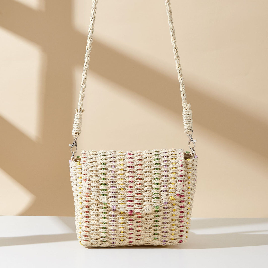Colorful flip straw bags woven beach bags for women