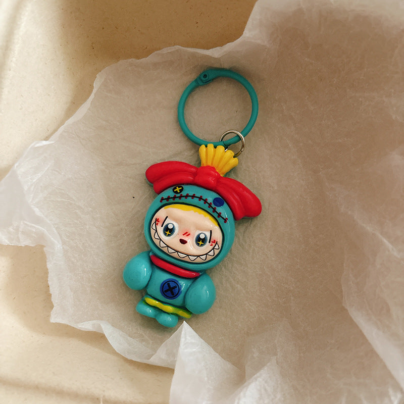Cross-dressing Labub keychain pendant