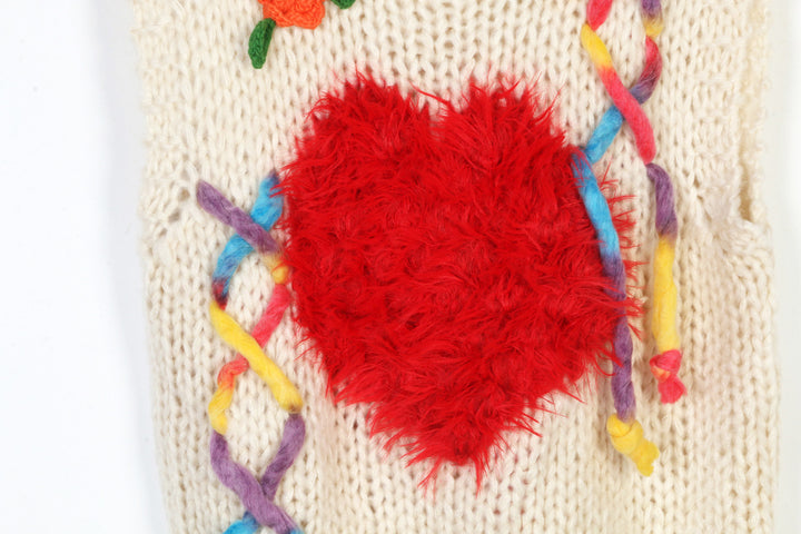 Sweet personality sleeveless Hand-crocheted love knitted vest