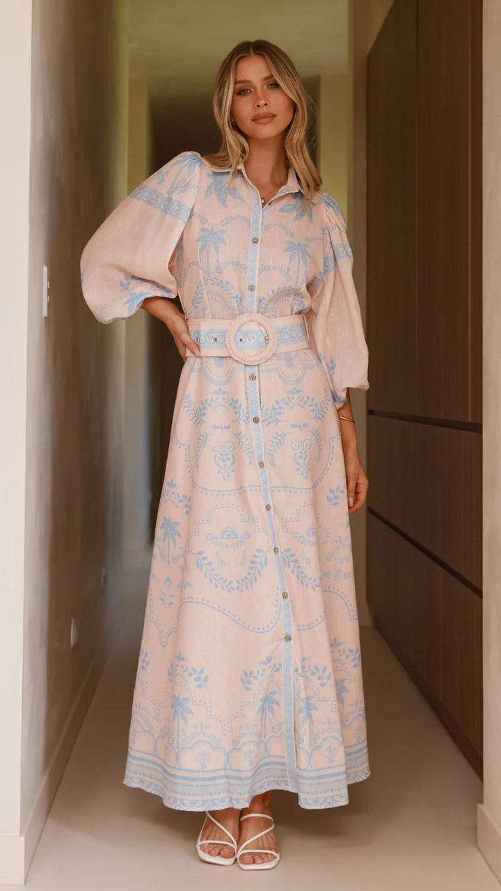 Women Floral Boho Long Sleeve Maxi Dress