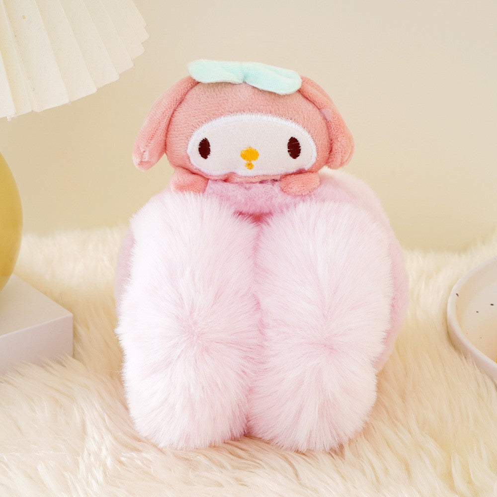 Cute sanrio themed plush earwarmers cartoon earmuffs for kids