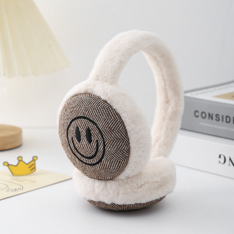 Smiley plush warm earmuffs outdoor windproof earwarmers for boys