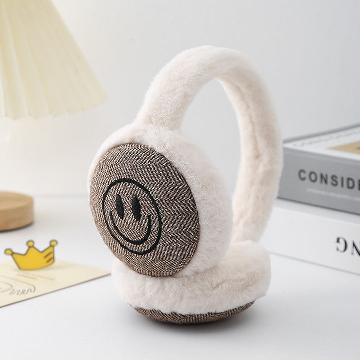 Smiley plush warm earmuffs outdoor windproof earwarmers for boys