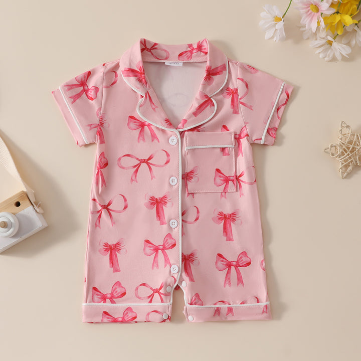 Baby bow printed Pajamas Romper