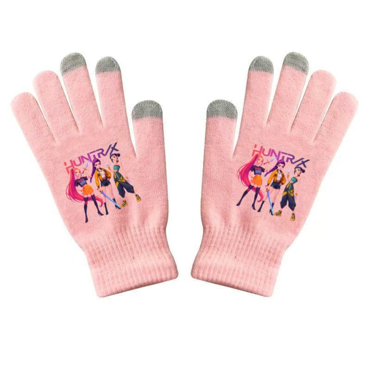 KPOP demon hunters Printed Knitted Touch Screen Gloves