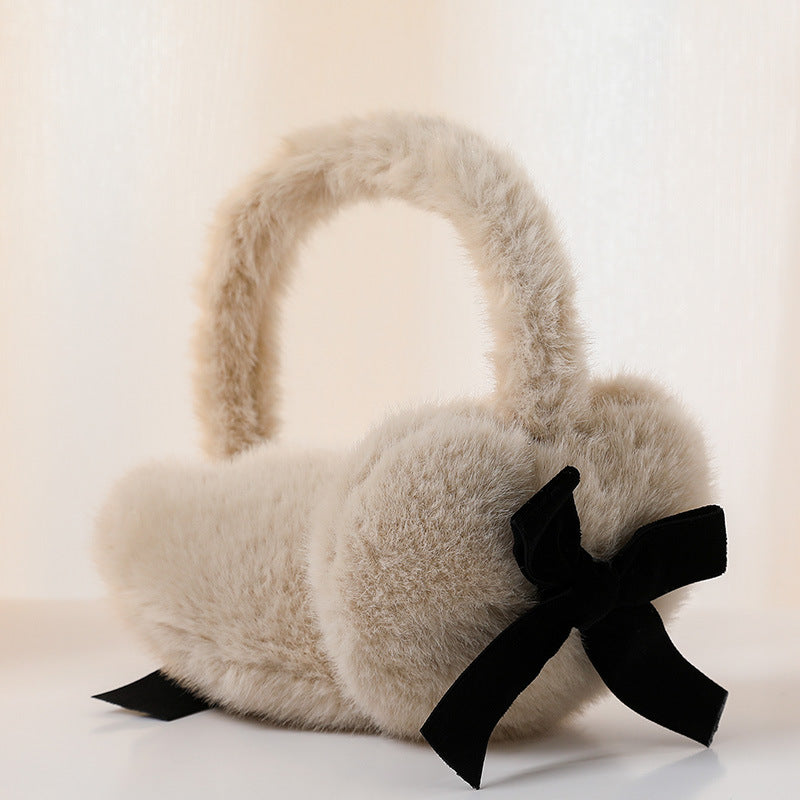 Bow deco heart-shaped plush earmuffs windproof Ear Warmer