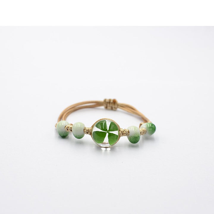 St. Patrick's Day braided beads clover bracelet