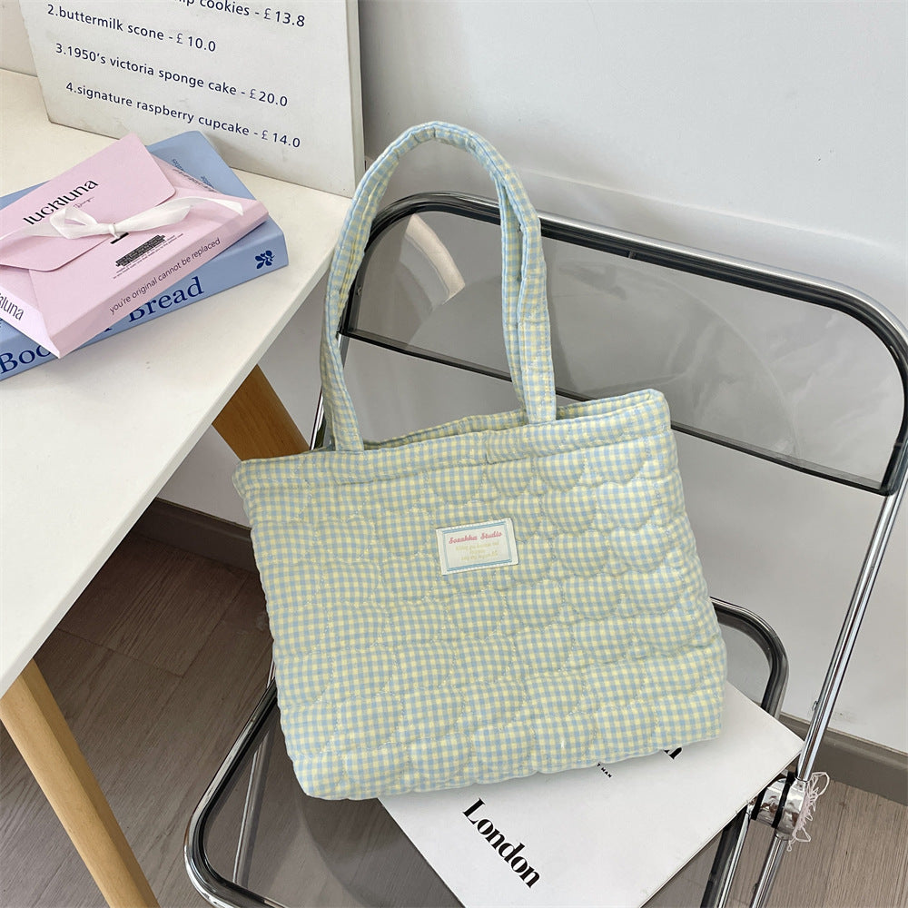 Quilted tote bag large capacity handbag for women