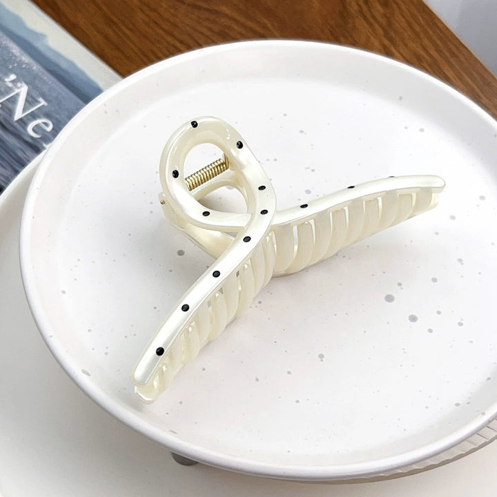 Pearlescent white Polka dot hair clip geometric Claw clip