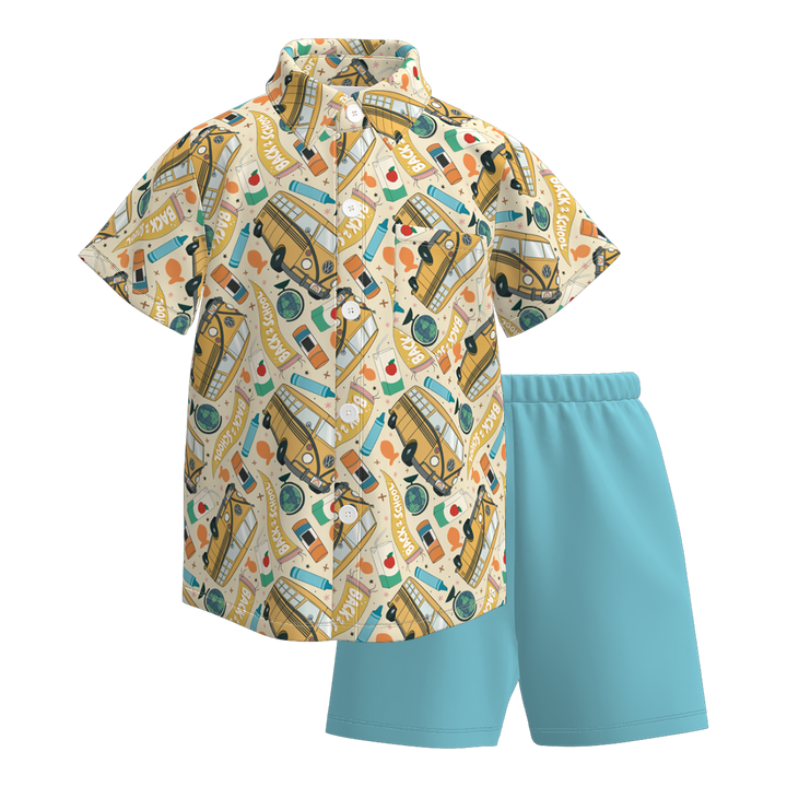 Back to school shirt&short 2pcs set for boys