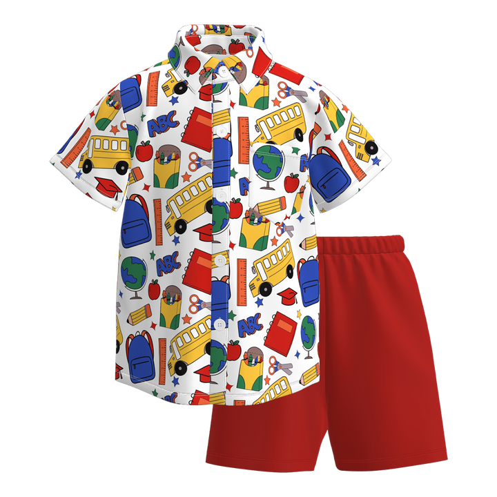 Back to school shirt&short 2pcs set for boys
