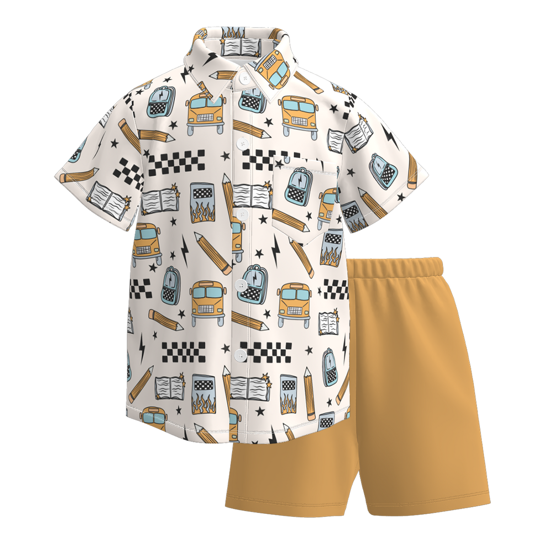 Back to school shirt&short 2pcs set for boys
