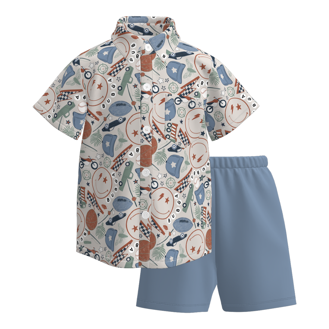 Back to school shirt&short 2pcs set for boys