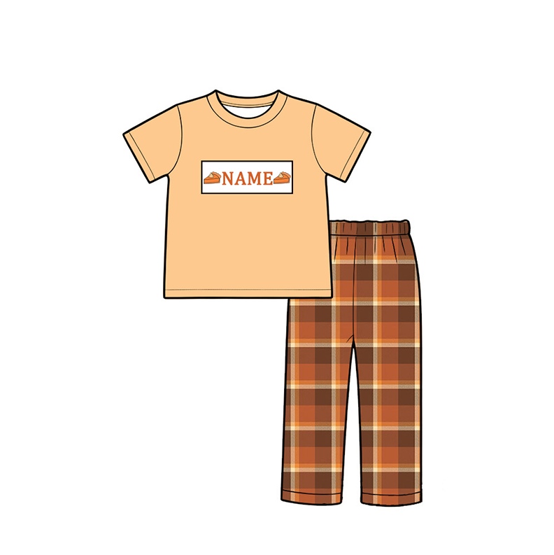 Custom Embroidery Name-Pumpkin Pie Thanksgiving Sibling outfit