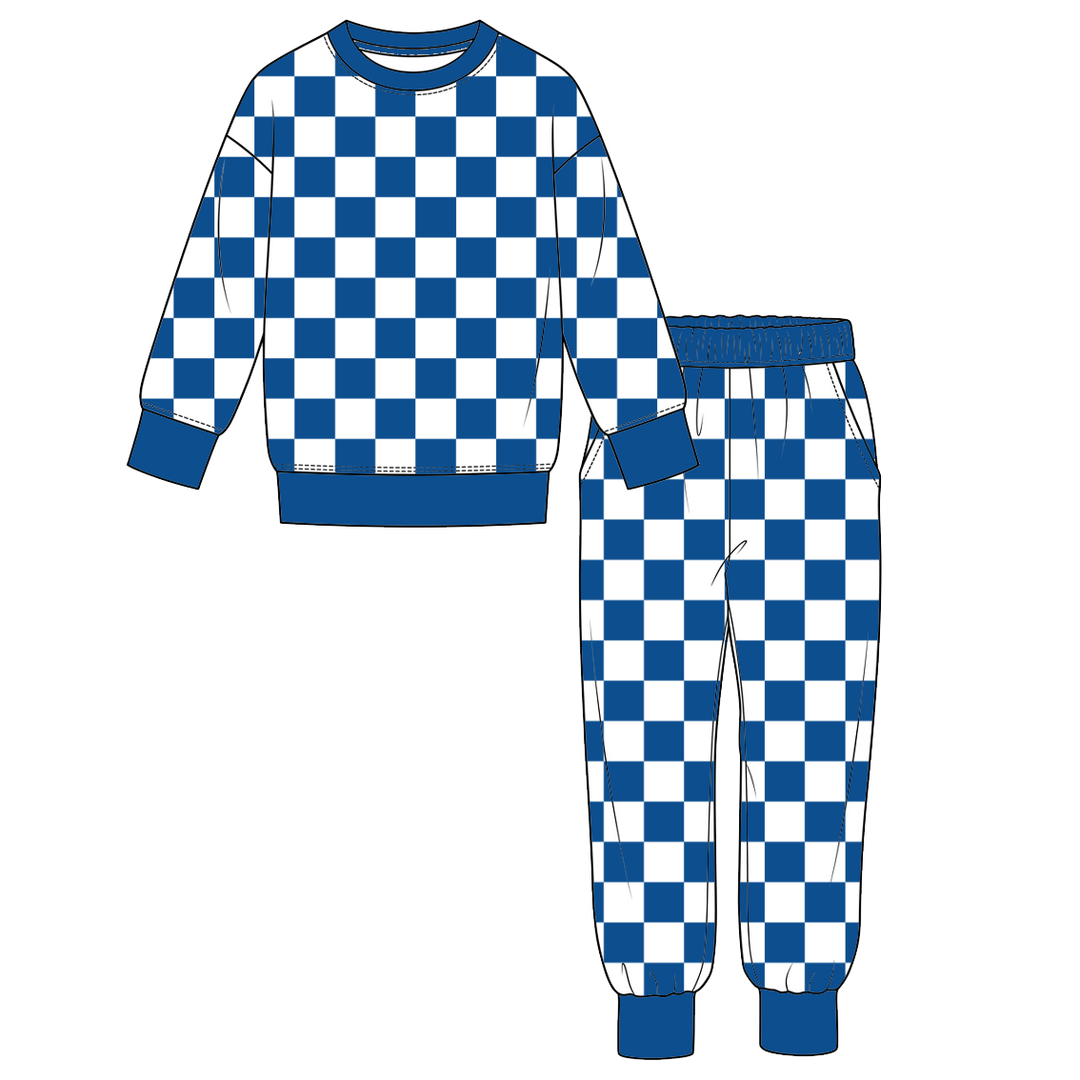 Boys Checkerboard Sweatshirt and Jogger Pants 2PCS Set