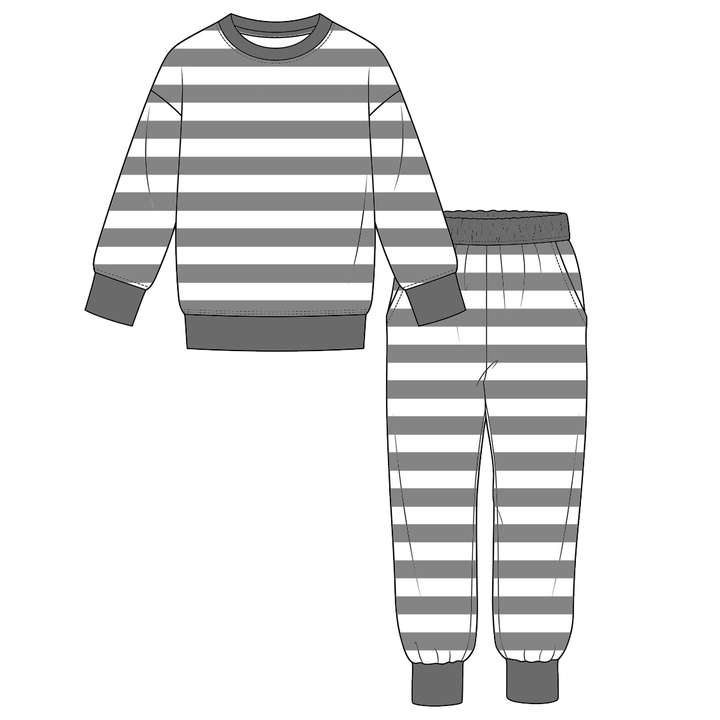 Boys Contrast Stripe Sweatshirt & Sweatpants 2PCS Outfit