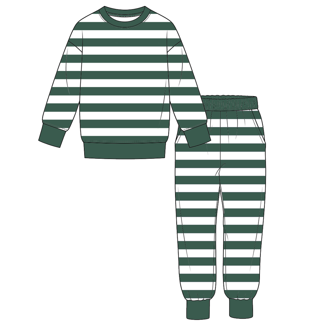 Boys Contrast Stripe Sweatshirt & Sweatpants 2PCS Outfit