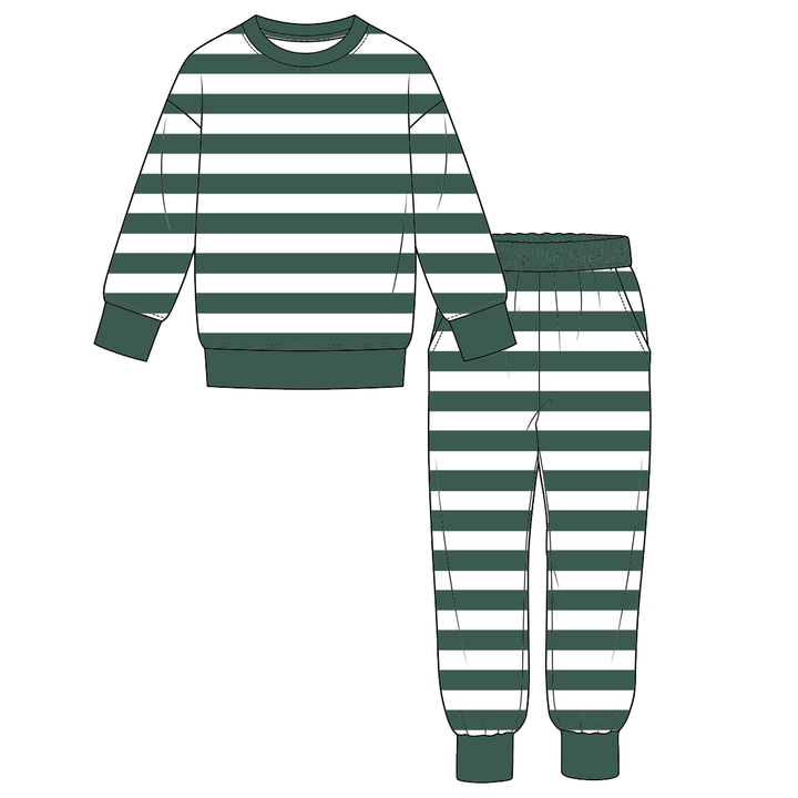Boys Contrast Stripe Sweatshirt & Sweatpants 2PCS Outfit