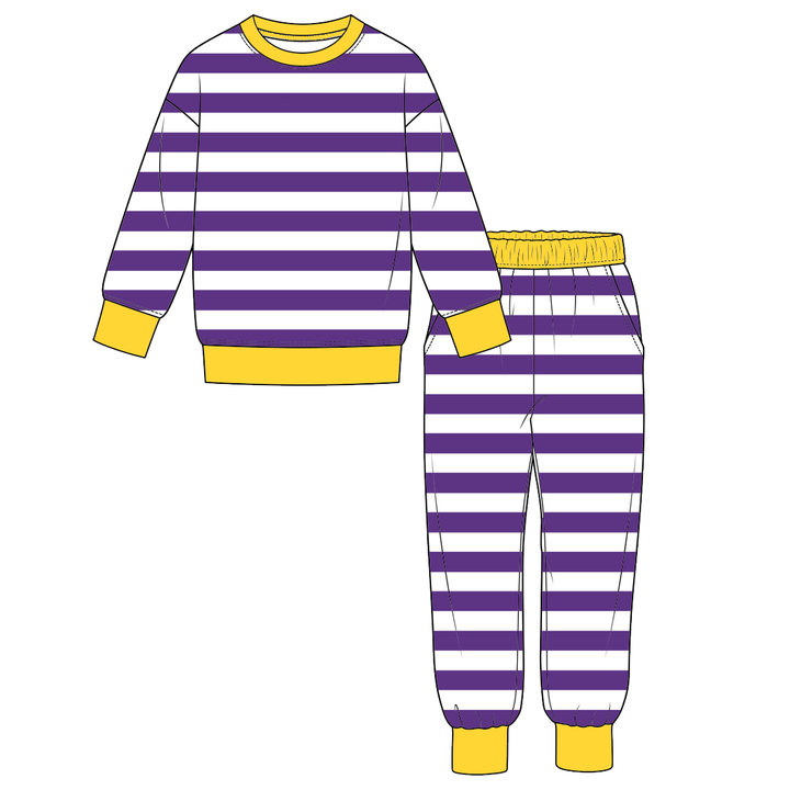 Boys Contrast Stripe Sweatshirt & Sweatpants 2PCS Outfit
