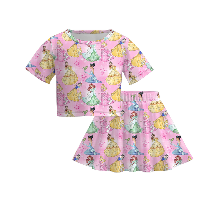 Girls summer cartoon printed skirt set