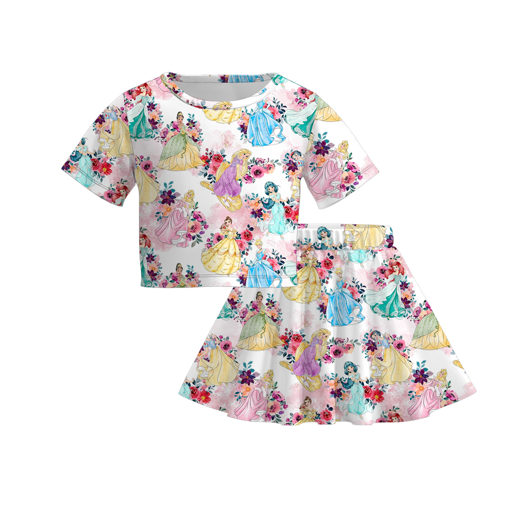 Girls summer cartoon printed skirt set