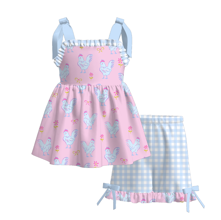 Farm Theme Girls Shorts Set
