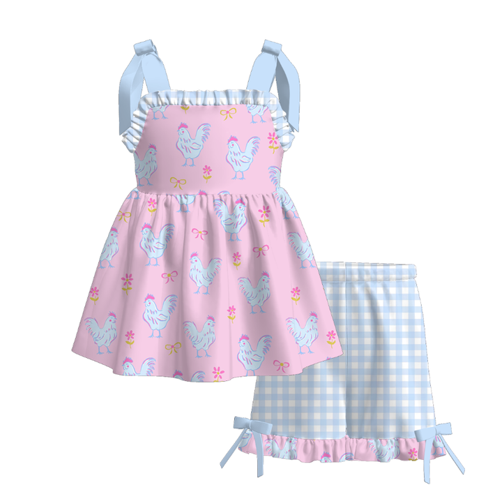 Farm Theme Girls Shorts Set