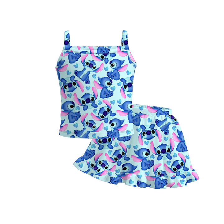 Girls sling top&short skirt 2pcs set