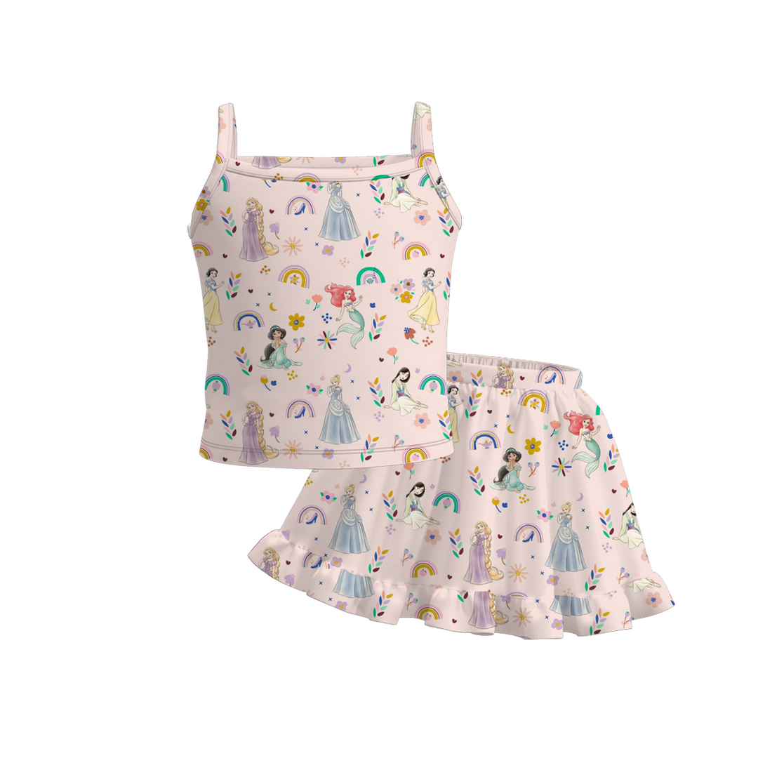 Girls sling top&short skirt 2pcs set