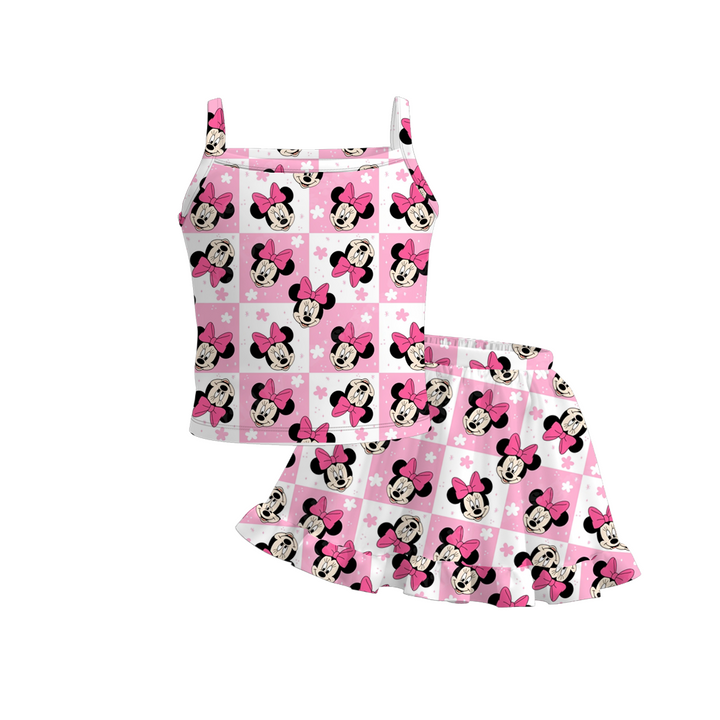 Girls sling top&short skirt 2pcs set