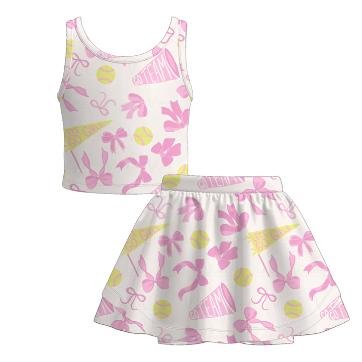 Girls Summer Sports Theme Short Skirt Set
