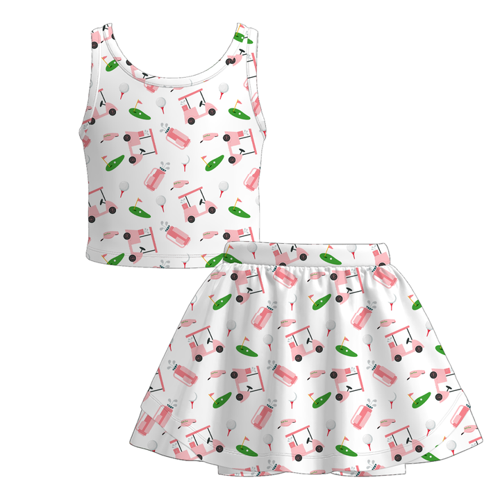 Girls Summer Sports Theme Short Skirt Set