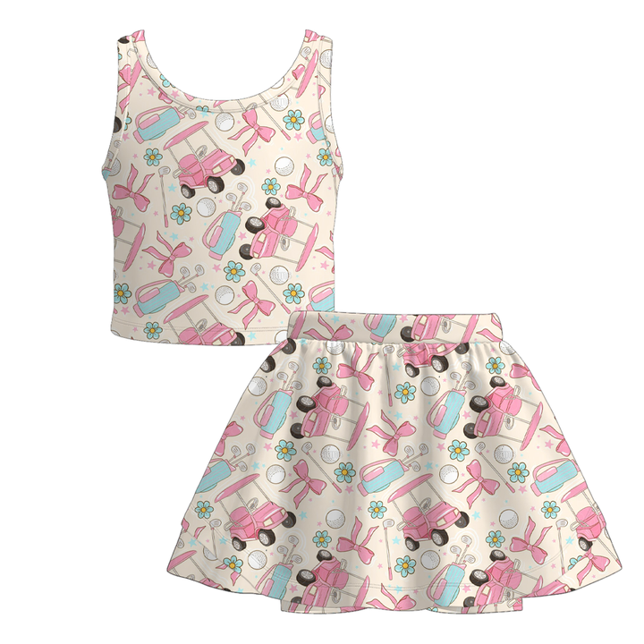 Girls Summer Sports Theme Short Skirt Set