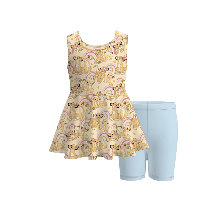 Girls summer dress top&short leggings 2pcs set