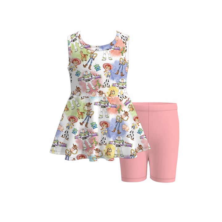 Girls summer dress top&short leggings 2pcs set