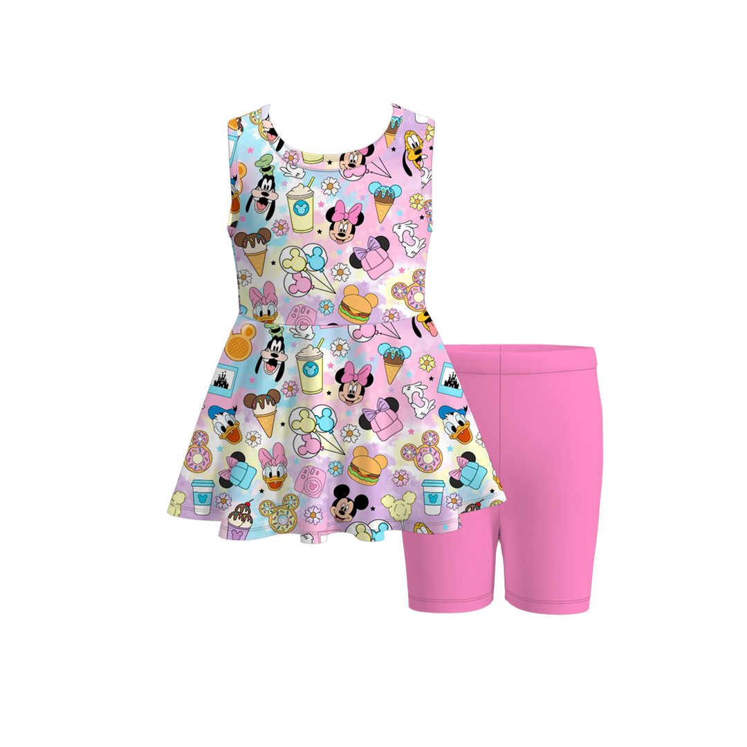 Girls summer dress top&short leggings 2pcs set