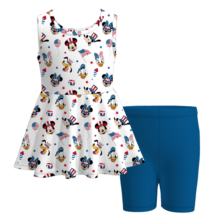 Girls summer dress top&short leggings 2pcs set